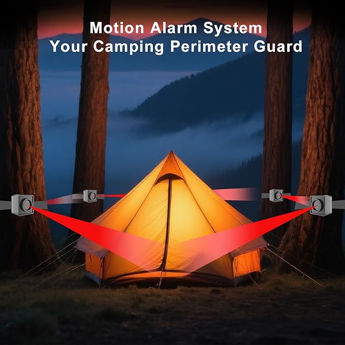 HTZSAFE Portable Outdoor Perimeter Alarm System- 1/4 Mile Waterproof Wireless Motion Sensor&Detector- Personal Security for Wildlife&Stranger Alert(Camping,Hiking,Hunting,Fishing)