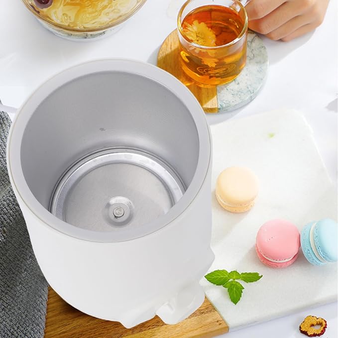Asixxsix Electric Stew Cup, 500ml Portable Ceramic Soup Pot with Spoon, for Office Dormitory Apartment, 70W Low Power Consumption, One Key Control, for Porridge Soup Noodle Tea