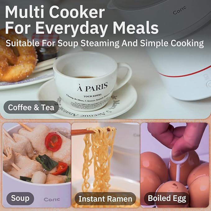 Foldable Travel Electric Kettle 1.8L 100-240V Auto Detect Dual Voltage 316L Stainless Steel Base Collapsible Portable Water Boiler Multi Cooker for Hotel Office Camping RV Dorm Steam Tray