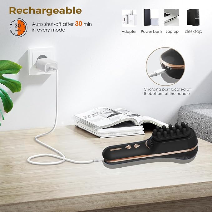 Electric Scalp Massager for Full-Body Relaxation - Cordless Handheld Head Massager with 5-Speed Deep Tissue Therapy & Fatigue Relief for Face, Arm, Shoulder & Body,Ideal for Home/Office Use