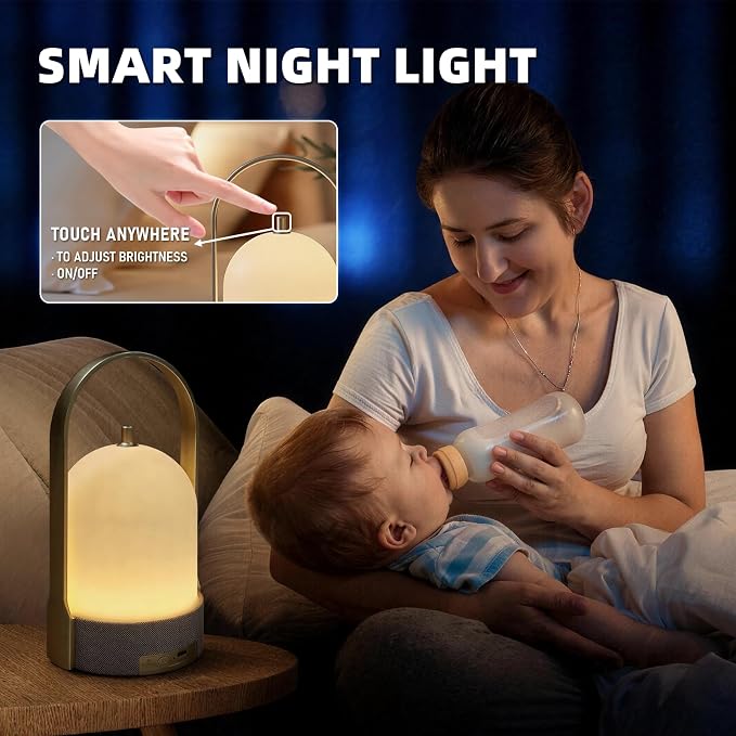 LED Table Lamps Wireless with Bluetooth Speaker, USB-Powered Music Table Lamp with 3 Dimmable Light Modes, Portable Smart Night Lights for Party, Camping Atmosphere, Home, Reading 2 Pack