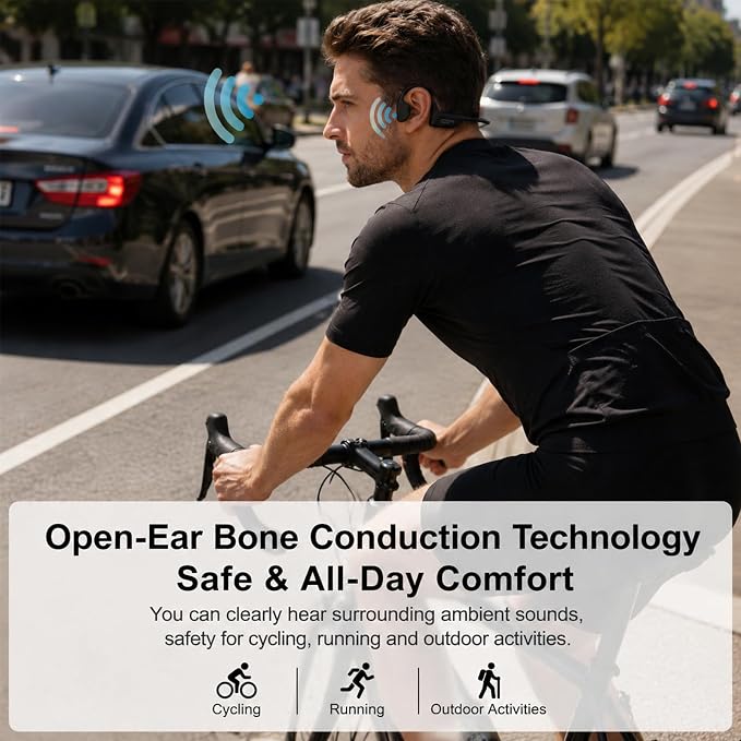Swimming Headphones Underwater, Bone Conduction Swimming Headphones IPX8 Waterproof Open Ear Headphones with 32GB Built-in MP3, Bluetooth 6.0 Dual Mode, Dual Device Pairing, Magnetic Charging(Black