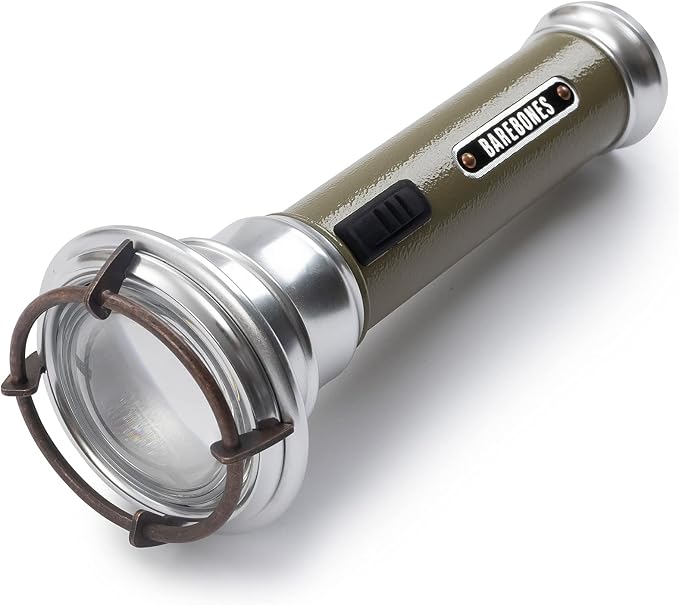 Barebones Vintage Flashlight - Olive Drab, USB Rechargeable LED Flashlight, 15-Hour Run Time, 170 Lumens, Compact and Durable, Water-Resistant Camping Gear and Hiking Accessory