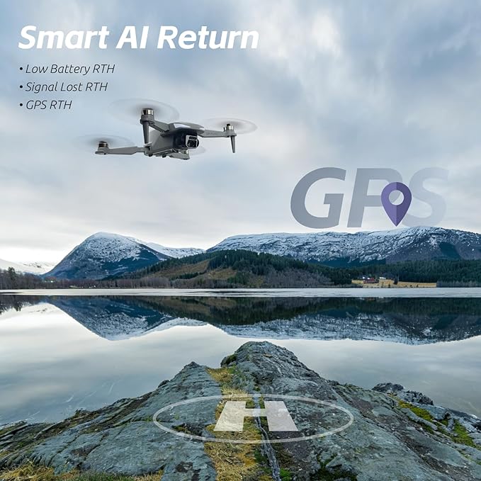 GPS Drone with EIS 4K Camera for Adults , RC Drones with 4.5 inch HD Screen on Controller, Auto Return, 3 Batteries for 90 min Flight Time, 3280 FT Long Control Range Transmission, Circle Fly and Follow Me Mode, Foldable Quadcopter for Beginner Gifts T...