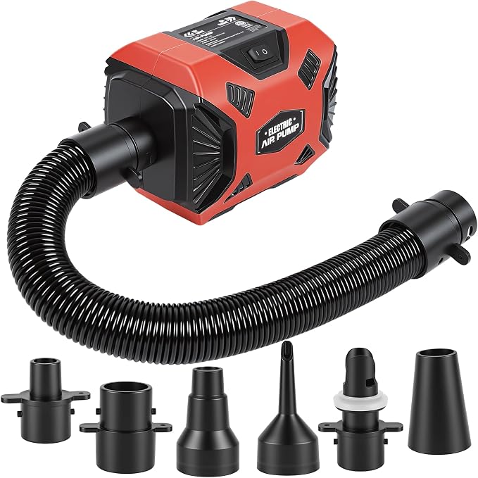 600W Electric Air Pump for Inflatables, High Power Air Mattress Pump with 6 Nozzles, Quick Inflate & Deflate Air Pump for Pool Floats, Vacuum Storage Bags, Swim Rings, Inflatable Toys