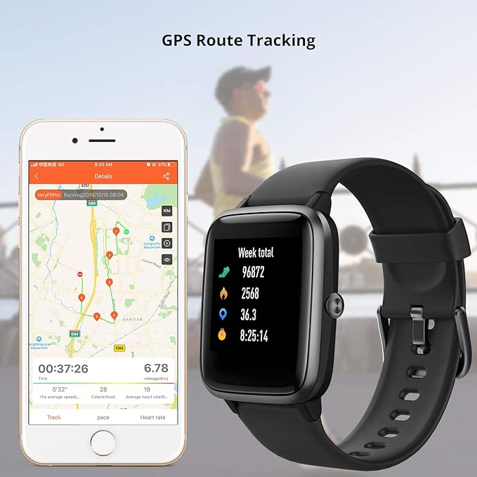Fitpolo Fitness Tracker with Heart Rate Monitor, Smart Watch 1.8 inches Color Touch Screen IP68 Waterproof Step Calorie Counter Sleep Monitoring Pedometer Watches Activity Tracker for Women Men