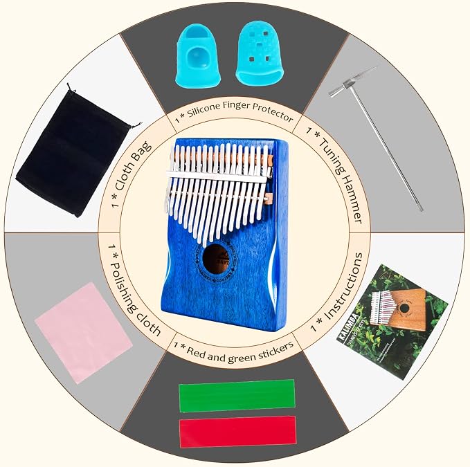 EASTROCK Kalimba Thumb Piano 17 Keys Portable Mbira Finger Piano with Waterproof Protective Case Kalimba Gifts for Adults Beginners Professional (Blue Mahogany Hand Rest)