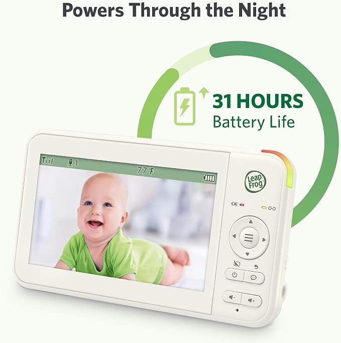 LeapFrog LeapView Twoo Video Baby Monitor (Non-WiFi), 5-Inch Screen, 360° Coverage Owl Camera | 31-Hr Battery, 1,000ft Range, Secure FHSS, VOX, Two-Way Talk, Temperature | Blue