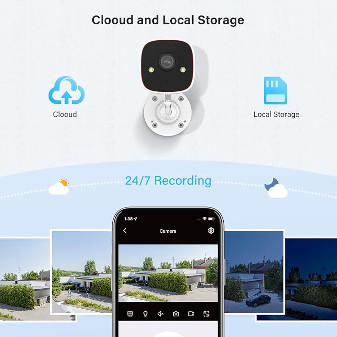 Jennov 2K WiFi Security Camera Indoor/Outdoor, Plug-in Home Surveillance Cam with Color Night Vision, Human Motion Detection, 2-Way Audio, IP66 Waterproof, Baby & Pet Monitor, 5G/2.4G