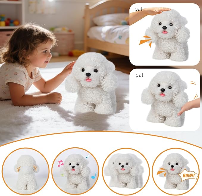CU-MATE 12" Electric Plush Poodle Dog Toys, Electronic Stuffed Animal Dog Toy, Interactive Wuffy Robot Puppy, Walking, Talking, Barking & Wagging Tail, Gifts for Boys and Girls