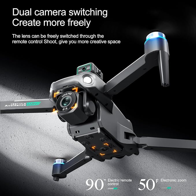 GPS Drone with 8K UHD EIS Camera for Adults, 5G WiFi FPV RC Quadcopter with Brushless Motors, Optical Flow Positioning, Obstacle Avoidance, Auto Return, Follow Me, 2 Batteries (White)