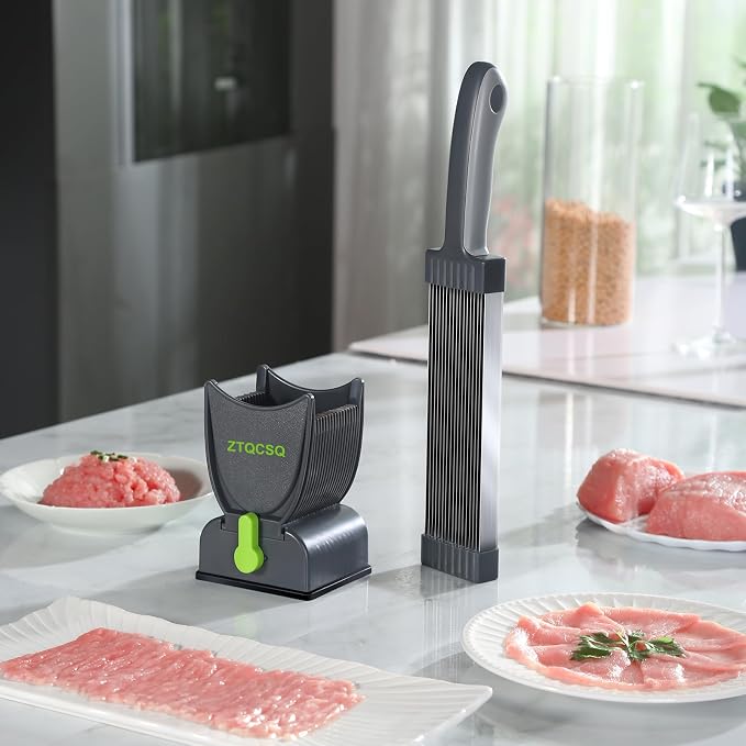5 in 1 Safe Mandoline Slicer for Kitchen, Safe Vegetable Chopper with Paring Knife, Adjustable Thickness, Easy to Clean, Vegetable Slicer, Slicing, Strips, Shredding, Dicing, Chop (LightGray)