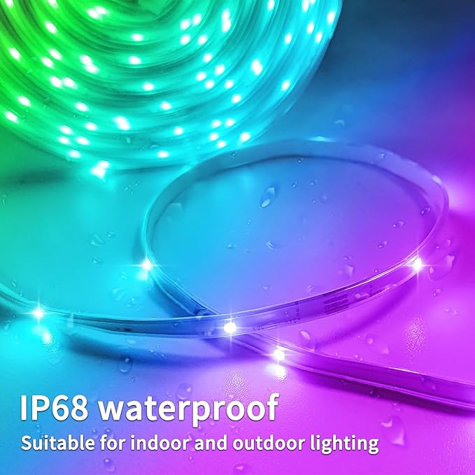 400ft Outdoor LED Strip Lights,IP68 Outside Led Light Strips Waterproof with APP/Remote Control,Music Sync RGB Outdoor Led Rope Lights for Bedroom Garden Staircase Parties（2 Rolls of 200ft）