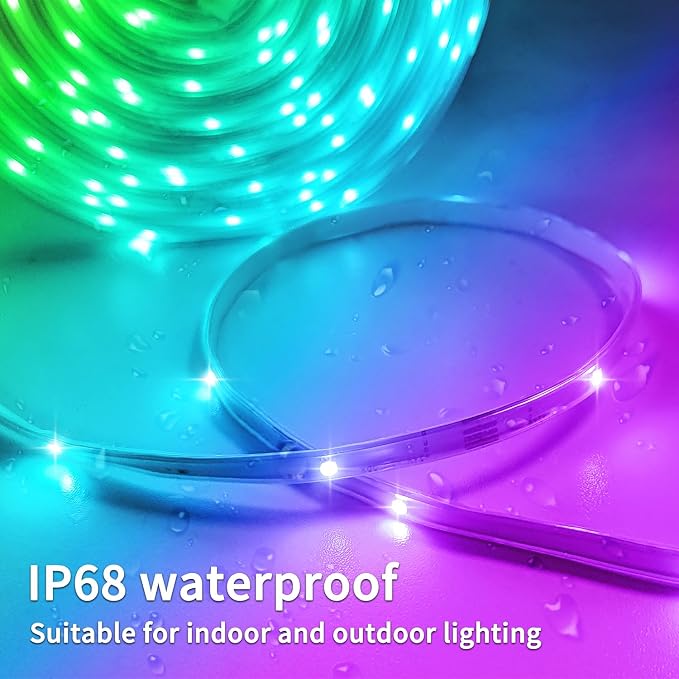 300Ft Outdoor LED Strip Light Waterproof,Music Sync RGB IP68 Led Lights with App/Remote Control,Color Changing Waterproof Exterior Rope Self Adhesive Back,Balcony,Garden（2 Rolls of 150ft）