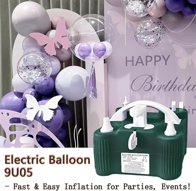 4-in-1 Electric Balloon Pump,Portable Electric Air Balloon Blower Machine for All Balloons, Air Pump for Sports Balls, Inflator& Deflator for Inflatables（Green）