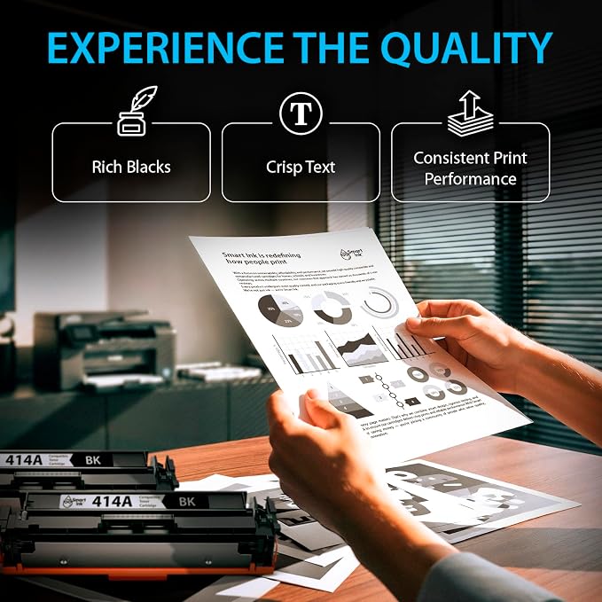 Smart Ink Compatible 414A Toner Cartridge Replacement for HP 414 A with Built-in Chip (2 Black Pack) to use with Color LaserJet Pro MFP M479fdw M479fdn M479fdw M454dw M454dn
