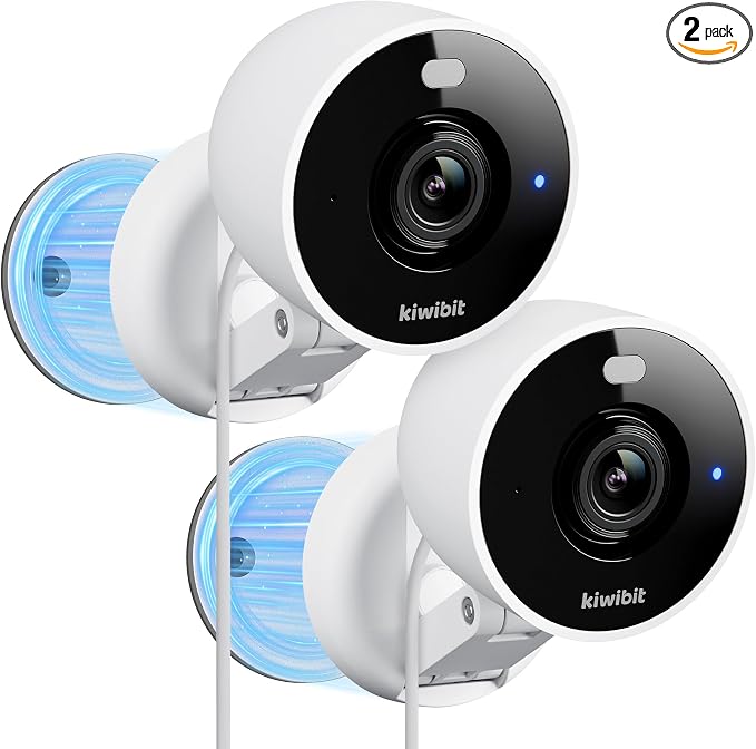 Kiwibit 2K Security Camera Indoor/Outdoor, Magnetic Wired Cameras for Home Security, Pet Camera, Baby Monitor, AI Detection, Color Night Vision, 2.4GHz WiFi, SD & Cloud Storage, Works with Alexa