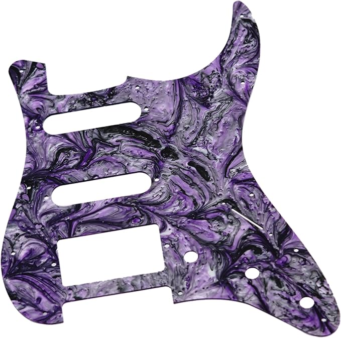 Guyker 11 Hole Guitar Pickguard, Resin Strat ST Style S/S/H Pick Guard Scratch Back Plate Cover for Electric Guitar Replacement Part, PG004 Purple