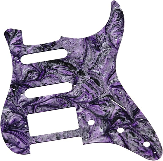 Guyker 11 Hole Guitar Pickguard, Resin Strat ST Style S/S/H Pick Guard Scratch Back Plate Cover for Electric Guitar Replacement Part, PG004 Purple