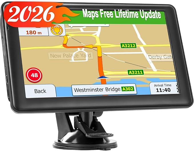 GPS Navigator for Truck Car, Truck GPS Commercial Drivers, 7'' Semi Trucker Navigation Systems with Latest 2026 Maps Free Lifetime Updates, Voice Assist, Speed Limit Warnings, Custom Routing