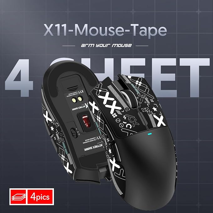 MAGIC-REFINER Attack Shark Gaming Mouse Anti-Slip Grip Tape, Compatible with Superlight Wireless pc Mouse,Sweat Resistant，Fine Feel,Cut to Fit，Cool Mouse Skins for Video Games/Office/Study(Black)