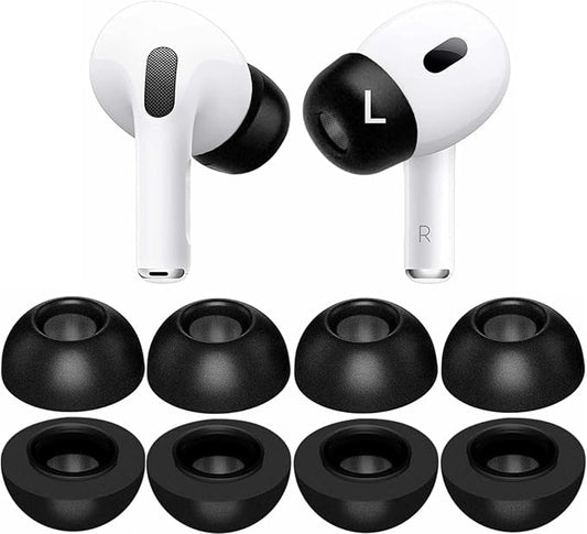 Foam Tips Compatible with AirPods Pro 3, Noise Cancellation， L Size Memory Foam Earbuds Covers Eartips Ear Cap 4 Pairs for AirPod Pro3 (2025 3rd Gen), Black Large p3fb4pl