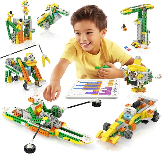Apitor Q Robot Building Kit, 20-in-1 Programmable APP RC Car Robotics Coding Kit, STEM Projects Educational Birthday Gifts for Boys Girls Kids Aged 6-12 (233 Pieces)