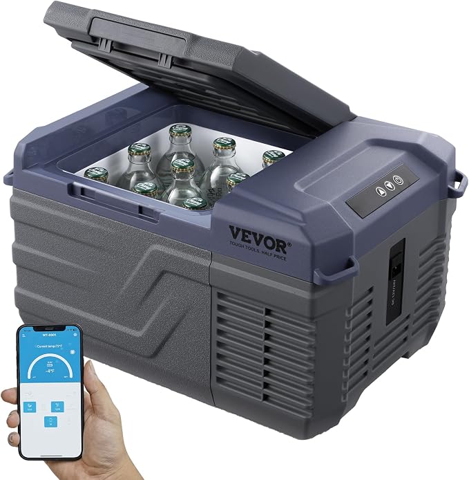 VEVOR Car Refrigerator, 12 Volt Car Refrigerator Fridge, 9 L Single Zone Portable Freezer Cooler, -4℉-68℉ Adjustable Range, 12/24V DC and 100-240V AC Compressor, for Outdoor, Camping, RV