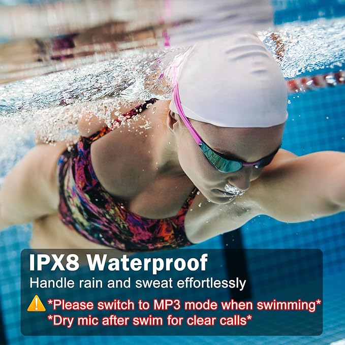 Swimming Headphones-Bone Conduction Headphones, IP68 Waterproof Open Earphones, LiteSurge Bluetooth 5.4 Underwater Sport Earbuds with 32 GB MP3 Memory for Swimming, Marathon-Dark Gray