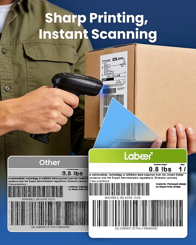 Labeer Thermal Shipping Label Printer with Holder, 4x6 Wireless Bluetooth Shipping Label Printer for Small Business, Compatible with iPhone, Android, Windows, Mac, Chromebook, USPS, Shopify