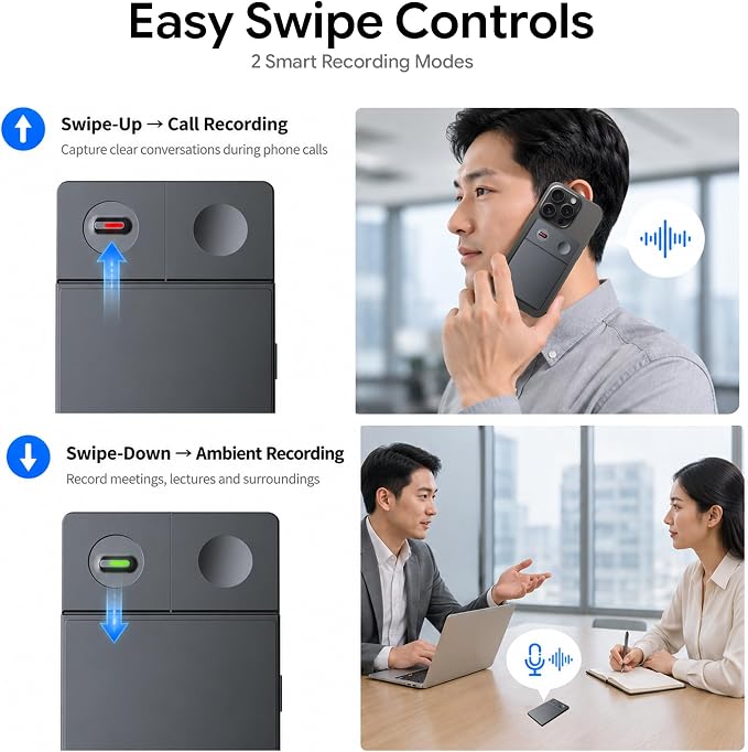 AI Voice Recorder with Real-Time AI Chat & Auto Transcribe – AI Noise Cancellation, One-Click Generate, 64GB Digital Note Taker for Meetings Lectures, Supports 126+ Languages, App Control