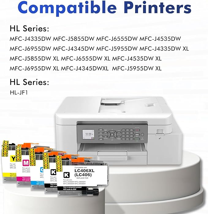 LC406 LC406XL Ink Cartridges for Brother Printer for Brother LC406 Ink Cartridges MFC-J4335DW MFC-J5855DW MFC-J6555DW MFC-J4535DW MFC-J6955DW (5Pack -2Black Cyan Magenta Yellow)