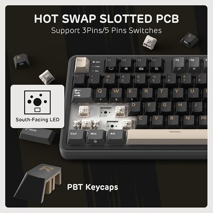 RK ROYAL KLUDGE S98 Mechanical Keyboard w/Smart Display & Knob, Top Mount 96% RGB Wireless Gaming Keyboard BT/2.4G/USB-C, Hot Swappable, Software Support, Creamy Sound, 98 Keys