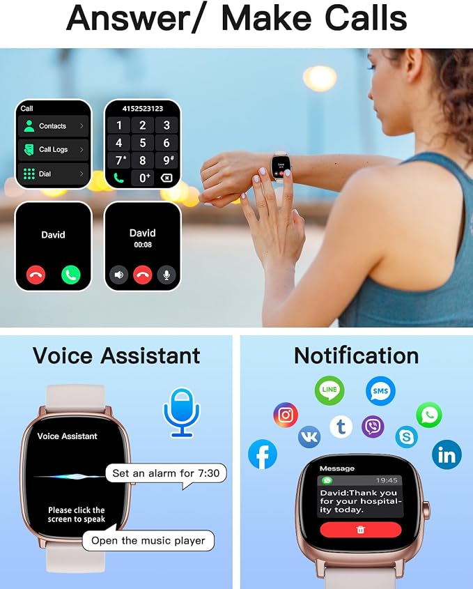 Smart Watches for Women Men with GPS Built-in, Answer/Make Calls, 1.95" Smartwatch for iPhone/Android Phones, Fitness Watch with Heart Rate/Sleep Monitor 100+ Sports Modes IP68 Waterproof (Starlight)