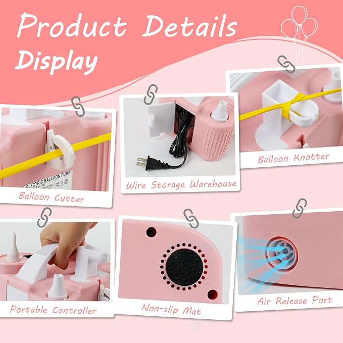 4-in-1 Balloon Pump Electric Balloon Pump Inflador De Globos Electrica Sports Balls Pump for All Balloons Latex Foil 260q Mylar Balloon, Air Cushion Pool Float Yoga Ball Inflator Balloon Machine