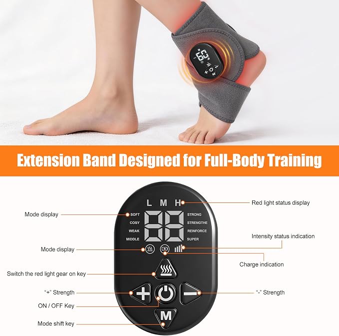 Foot Renew Massager for Neuropathy, with Red Light Therapy for Ankle, Infrared Neuropathy Foot Massager with Heat, 8 Massage Modes, 20 Intensity Levels,Ankle & Body Massager 1pack