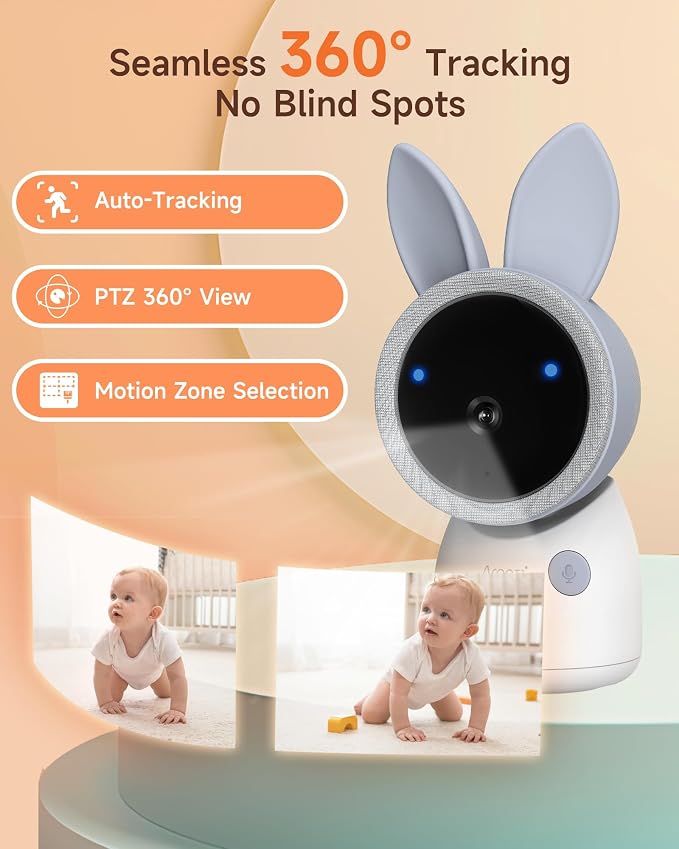 ARENTI 2026 Upgraded 4MP 5G WiFi Baby Monitor with App, Colorful Night Light, 2-Way Audio, Motion Detection & Auto Tracking, Alert Zone, Temp&Humidity Sensor, App Control