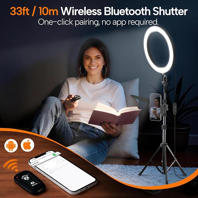 EMART 10" Ring Light with 55" Extendable Tripod Stands and Phone Holder, Dimmable LED Circle Round Light for Selfie Camera Photography/Makeup/YouTube Video/Vlogging/Live Streaming