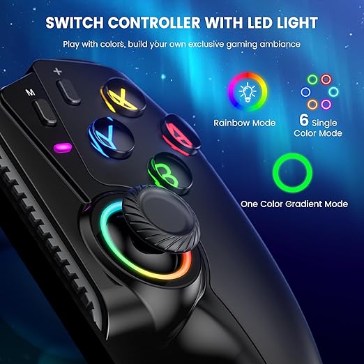 Mobile Gaming Controller for iPhone/Android/Switch 2/Switch/OLED/iPad Mini, Wireless Switch Controller One-Piece Joypad with Hall Effect Joysticks/Hall Triggers Support Xbox Cloud, Steam Link,Black