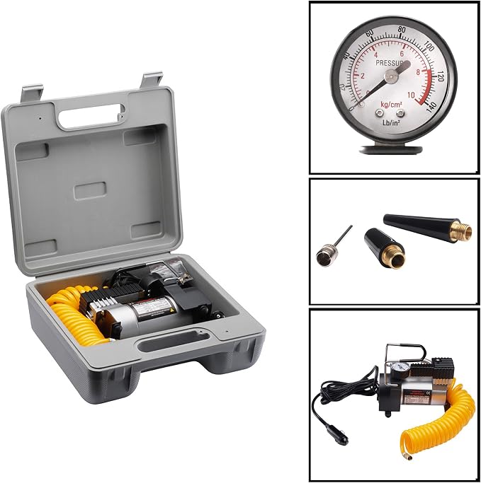 RAD Sportz 12 Volt Electric Tire Air Pump with Gauge for Bike/Auto