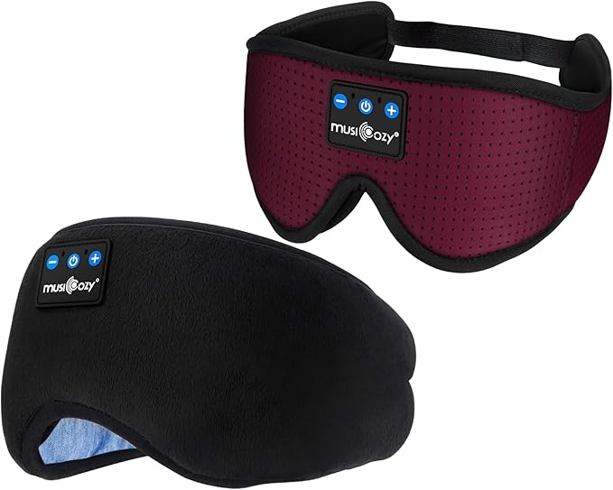 MUSICOZY Sleep Headphones Bluetooth 5.4 Headband Sleeping Headphones Sleep Mask, Wireless Music Eye Mask Sleep Earbuds for Side Sleeper Men Women Cool Tech Gadget Unique Gift Office Travel, Pack of 2