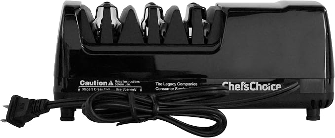 Chef’s Choice Professional Electric Knife Sharpeners AngleSelect for 15- and 20-Degree Straight-Edge and Serrated Knives with Diamond Abrasives & Precision Angle Control, 2-Stage, Black