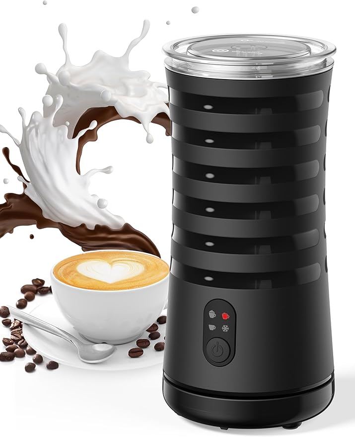 Milk Frother, Paris Rhône 4-in-1 Milk Steamer and Frother, Hot & Cold Foam Milk Warmer with Temperature Control, Auto Shut-Off Frothers for Coffee, Latte, Cappuccino, Macchiato