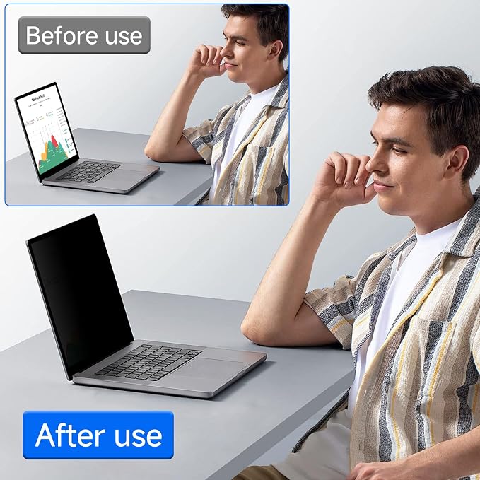ZOEGAA 4-way 360° Privacy Screen For 14 Inch 16:9 Laptop That Screen Size is 12.2 in Wide and 6.8 in High. Removable Privacy Screen For Laptop Monitor, Anti Glare And Blue Light, Compatible With HP Dell Lenovo Asus Samsung Acer Thinkpad