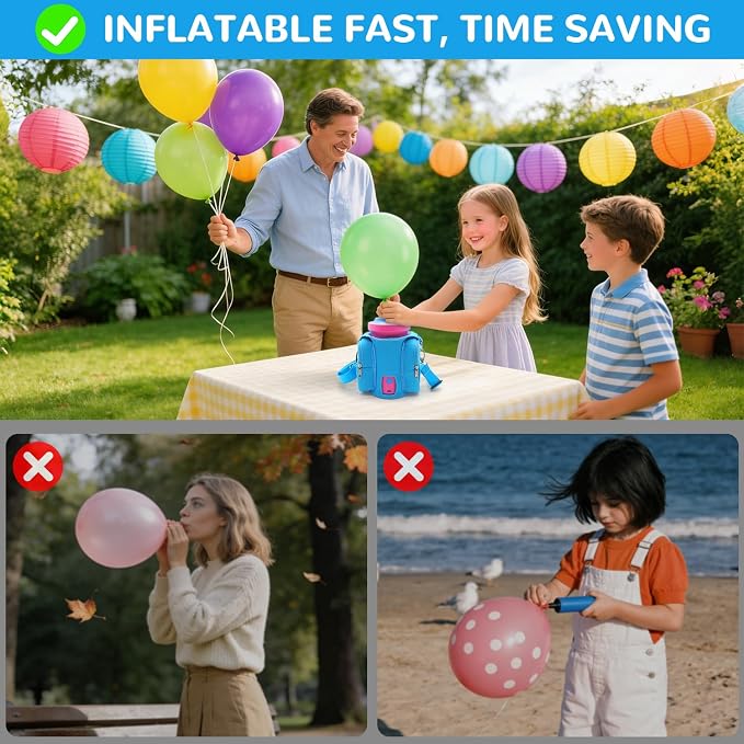 Mostop Balloon Pump Electric: Portable Cordless Balloon Blower Machine with Carry Bag, Rechargeable Air Pump for Balloons, Balloons Inflator for Party Decoration Christmas Birthday