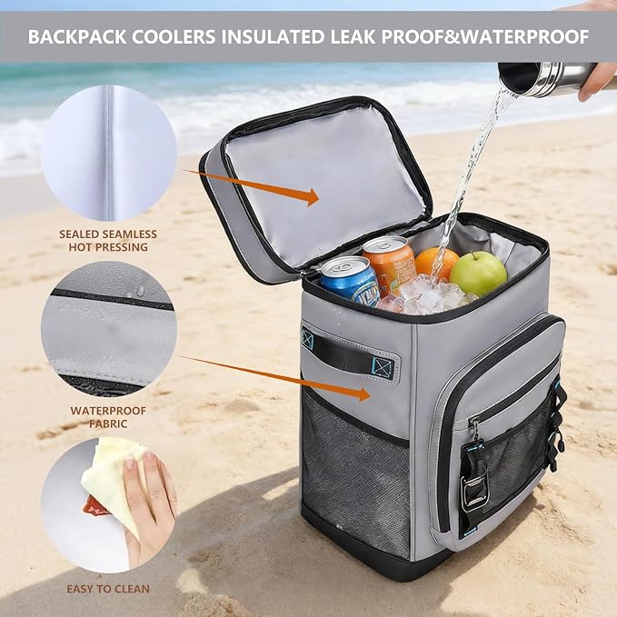 Backpack Cooler,40 Cans Cooler Backpack Insulated Waterproof&Leak Proof,Soft Cooler Bag with 2 Compartments for Men&Women,Picnic Backpack Ice Chest for Camping Hiking Fishing Lunch Beach