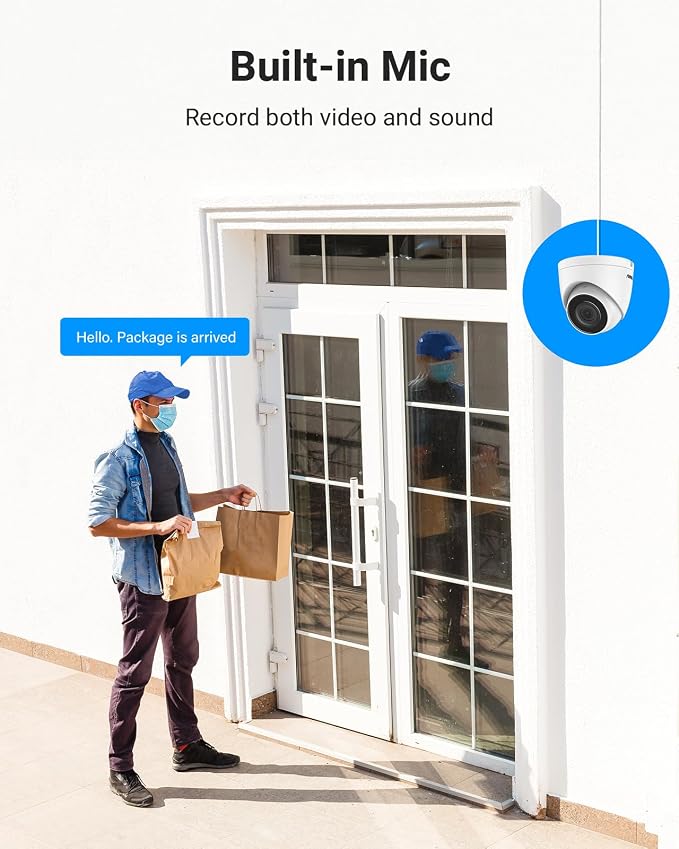 ANNKE 3K PoE Camera with Audio/Mic, IP Turret Security Camera Outdoor Indoor, Color Night Vision, AI Human Detection, IP67 Weatherproof, 116° Wide Angle 2.8mm Lens, 24/7 Recording,RTSP, @20fps
