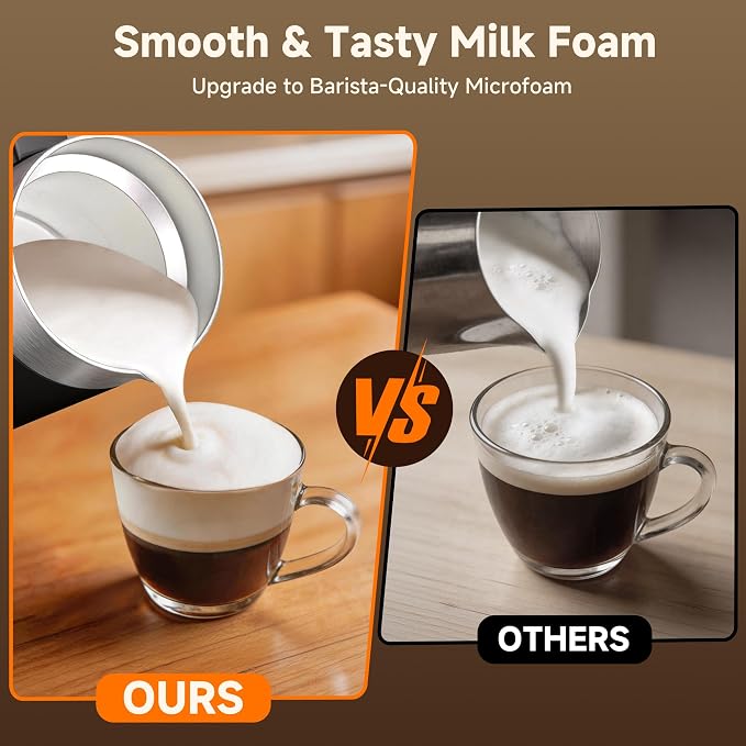 Milk Frother and Steamer 6-in-1 Electric Milk Frother 420ml/14.2oz Automatic Hot and Cold Foam Maker with Temp Contro Milk Warmer for Latte Cappuccino Macchiato Hot Chocolate Yogurt