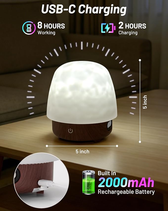 Waterproof Rechargeable Shower Lamp with Bluetooth Speaker for Bathroom,Shower Light with Adjustable 15 Color Wave Projector for Bathtub,Portable Table Lamp for Indoor/Outdoor Decor