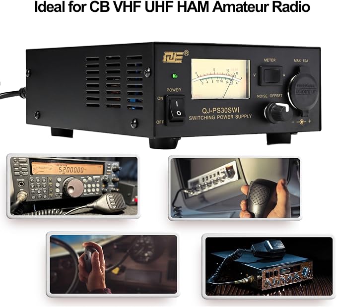 13.8V 30A Bench Power Supply, Ham Radio Switching Power Supply, Regulated Analog DC Power Supply with Cigarette Plug Socket for CB VHF UHF HAM Amateur Radio, Noise Offset Control
